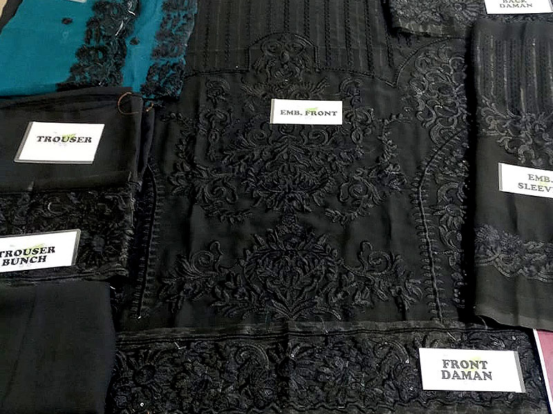 Elegant Sequins Embroidered Black Chiffon Dress