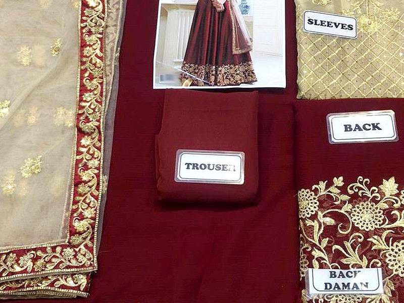Indian Embroidered Maroon Chiffon Maxi Dress