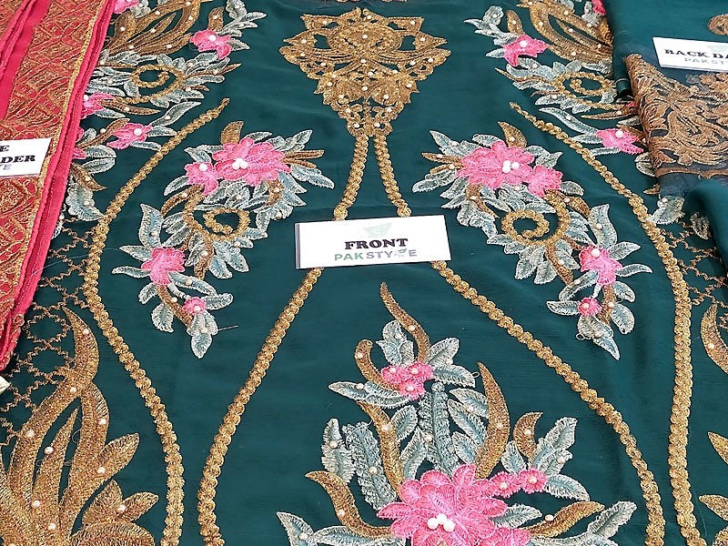 Heavy Handwork Embroidered Chiffon Wedding Dress