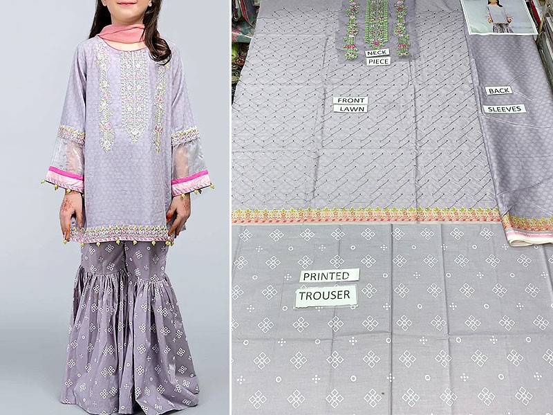 Kids 2-Piece Embroidered Lawn Suit