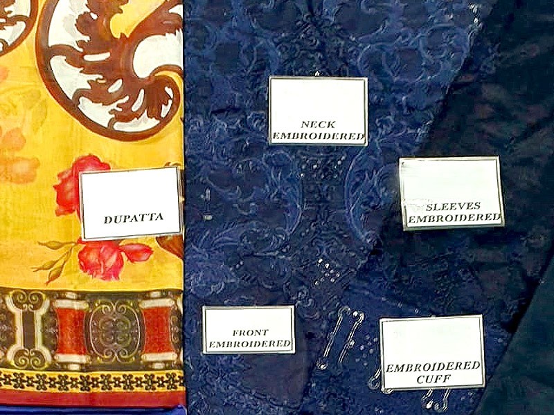 Heavy Embroidered Blue Net Dress with Digital Print Silk Dupatta