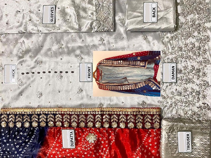 Unstitched Embroidered Organza Dress with Silk Dupatta