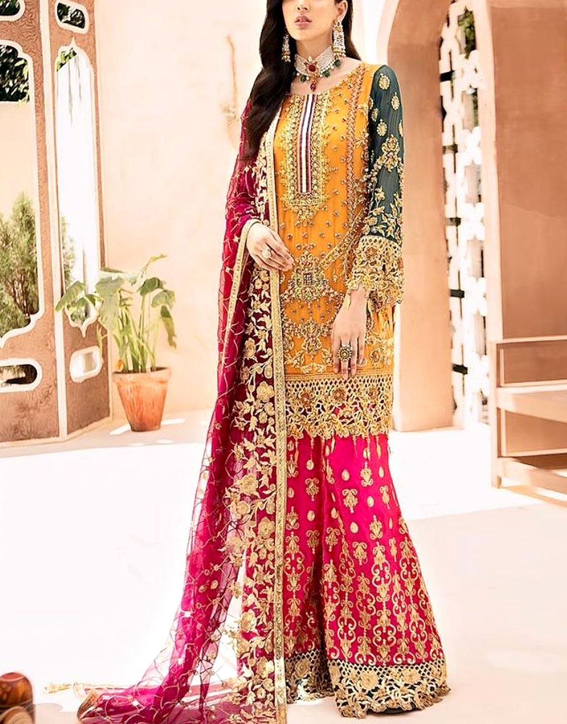 Indian Embroidered Chiffon Frock Price in Pakistan