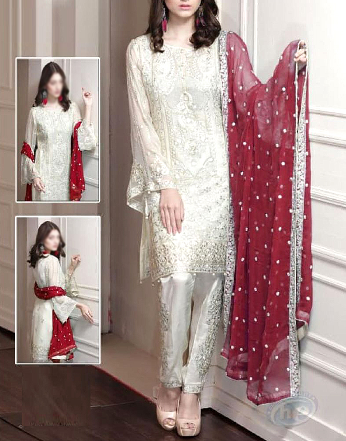 Heavy Embroidered Chiffon Wedding Dress Price in Pakistan (M013492 ...