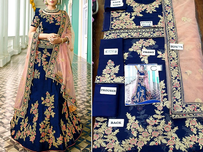 Indian Heavy Embroidered Chiffon Maxi Dress