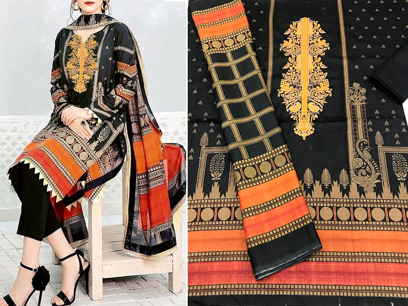 Elegant Embroidered Khaddar Dress with Wool Shawl Dupatta