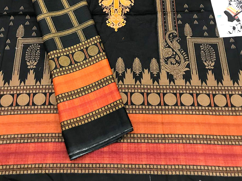Elegant Embroidered Khaddar Dress with Wool Shawl Dupatta