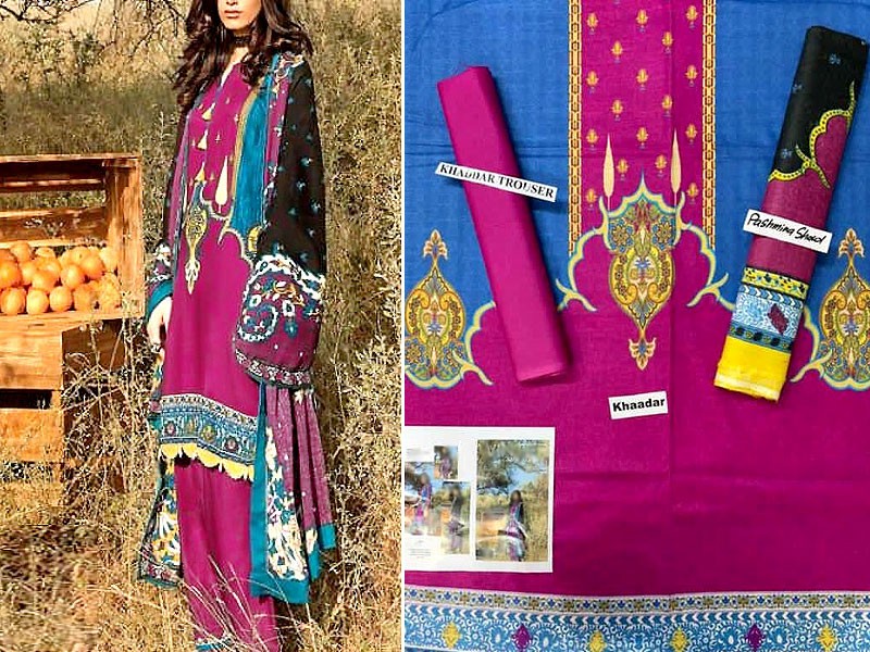 Digital Print Khaddar Dress with Pashmina Shawl