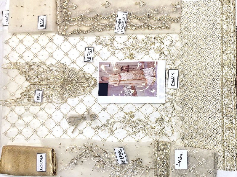 Heavy Embroidered Net Bridal Dress with 4-Side Aplic Net Dupatta