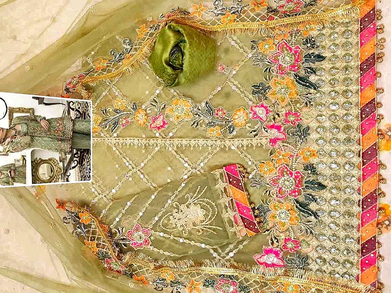 Mirror Work Heavy Embroidered Net Formal Wedding Dress