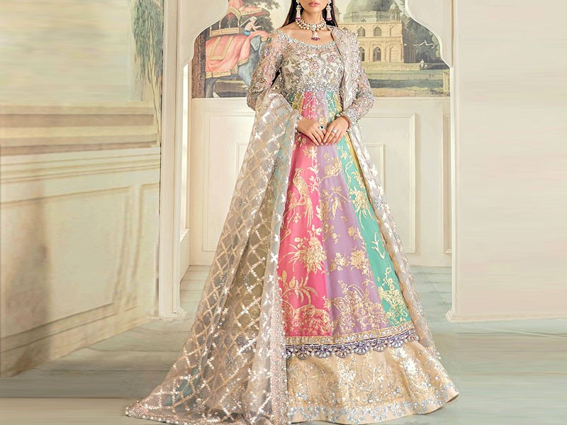 Heavy Embroidered with Handwork Organza Bridal Maxi Dress Price in Pakistan