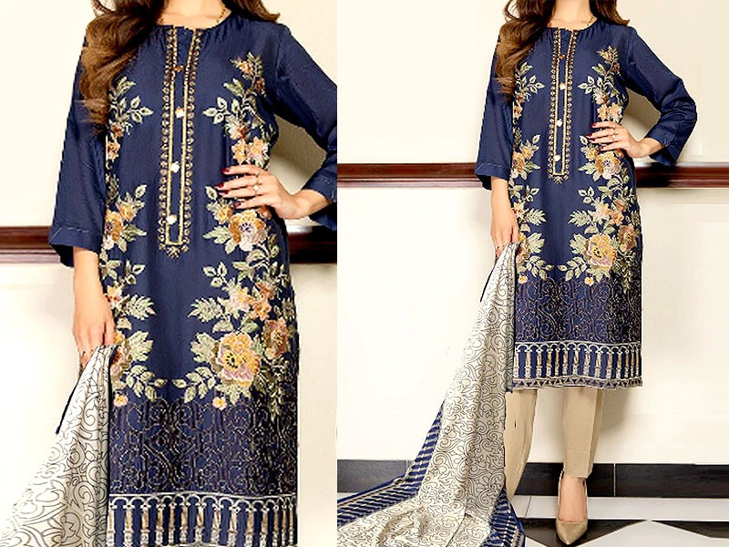 Heavy Full Front Embroidered Lawn Suit with Chiffon Dupatta Price in Pakistan
