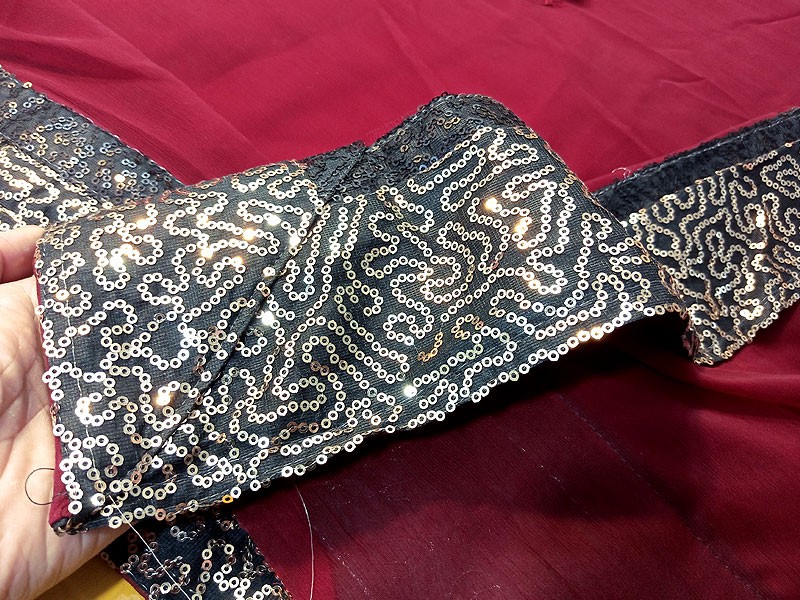 Sequins Work Embroidered Maroon Chiffon Saree