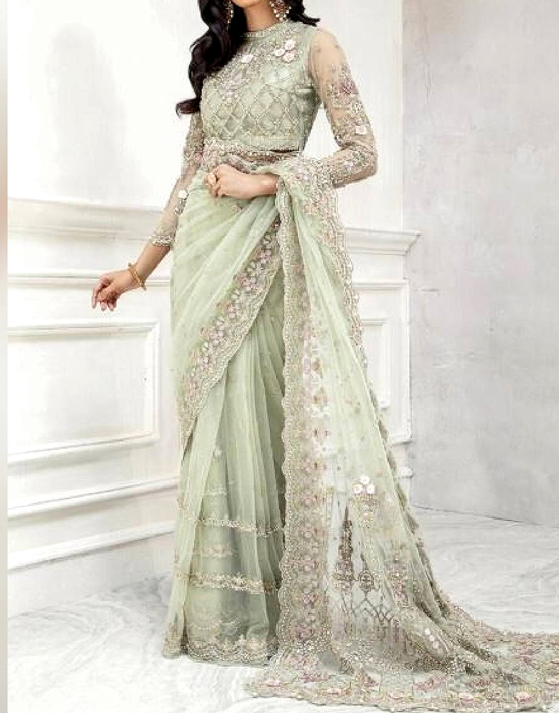 gown made from net saree