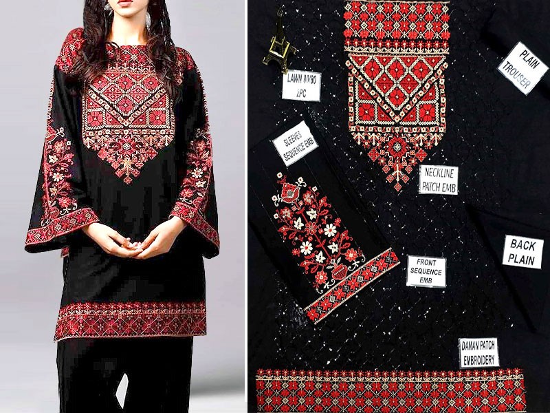 Ethnic Sequins Embroidered 2-Piece Lawn Dress