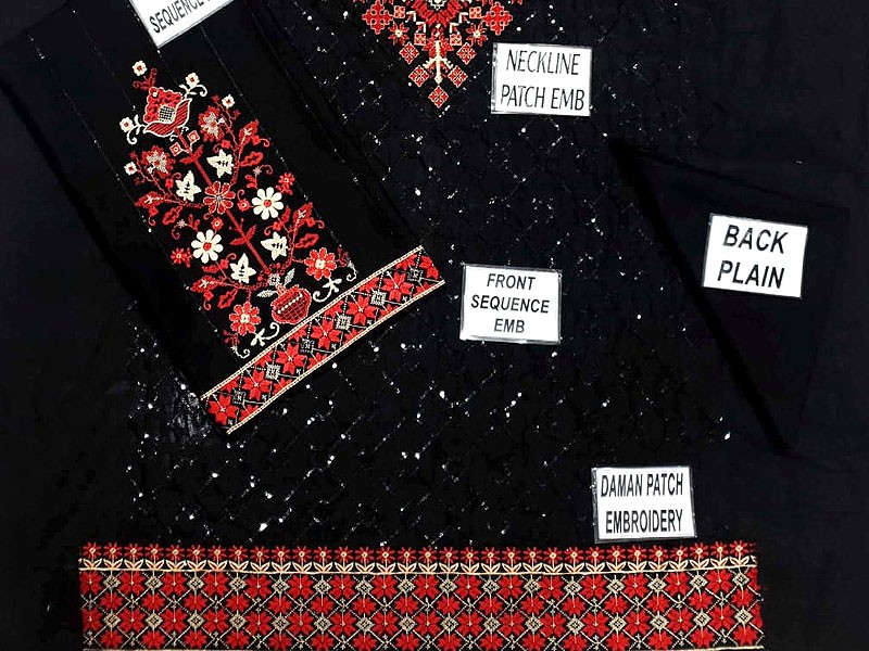 Ethnic Sequins Embroidered 2-Piece Black Lawn Dress