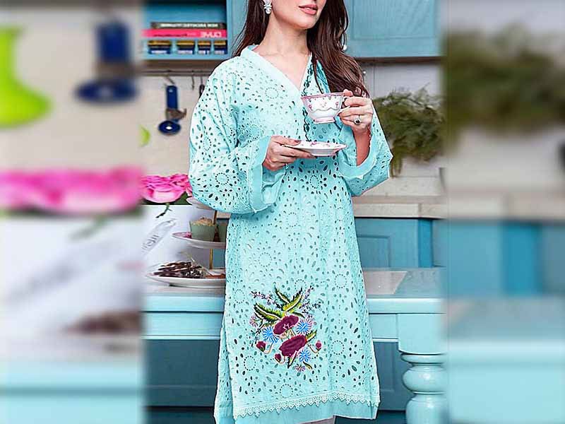 2-Piece Schiffli Embroidered Lawn Suit with Embroidered Cotton Trouser