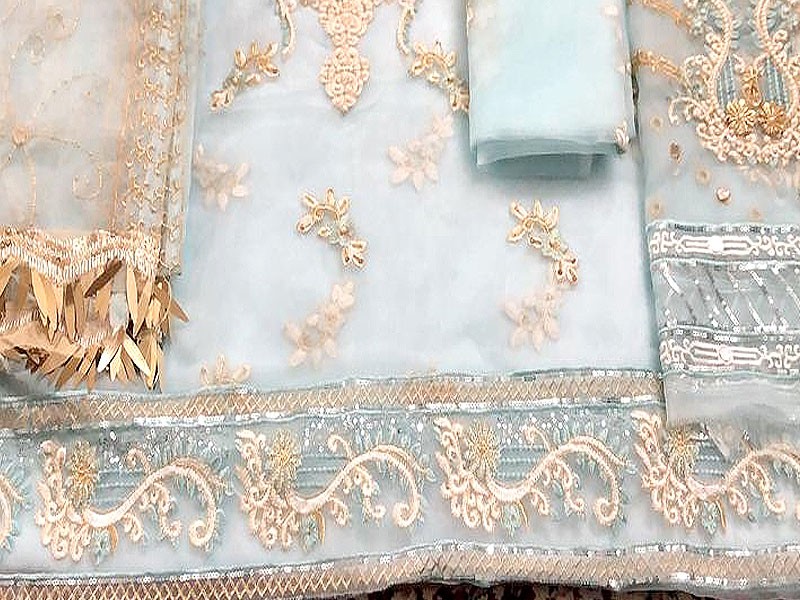 Handwork Embroidered Organza Wedding Dress with Inner