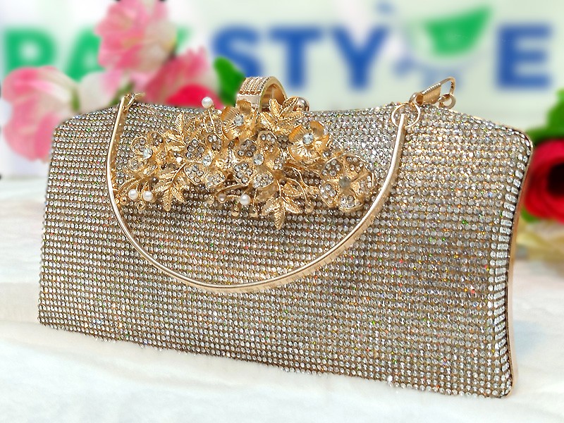 Women's Crystal Evening Clutch Bag for Wedding Functions