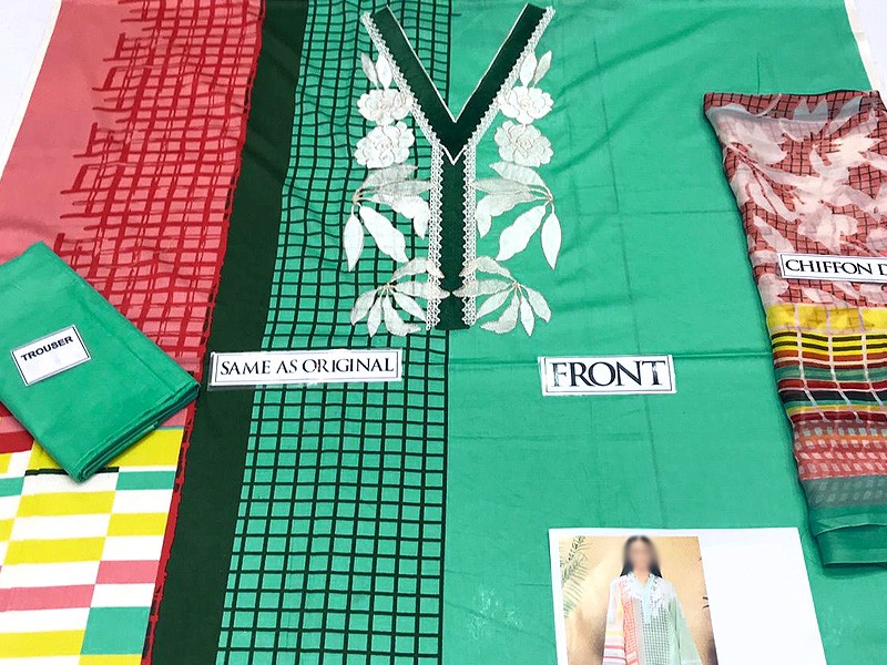 Elegant Embroidered Lawn Dress 2021 with Chiffon Dupatta