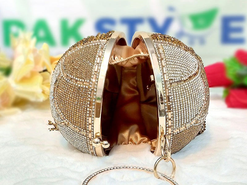 Luxury Ball Shaped Diamante Bridal Clutch Bag