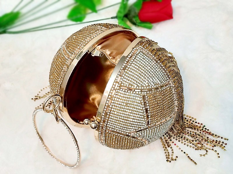 Luxury Ball Shaped Diamante Bridal Clutch Bag