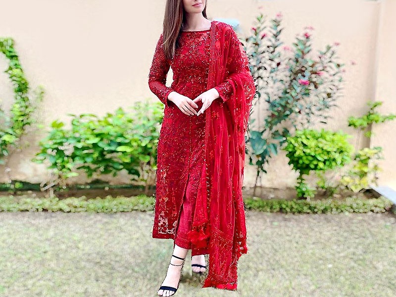 Luxury Embroidered Net Party Wear Dress with Inner Price in Pakistan