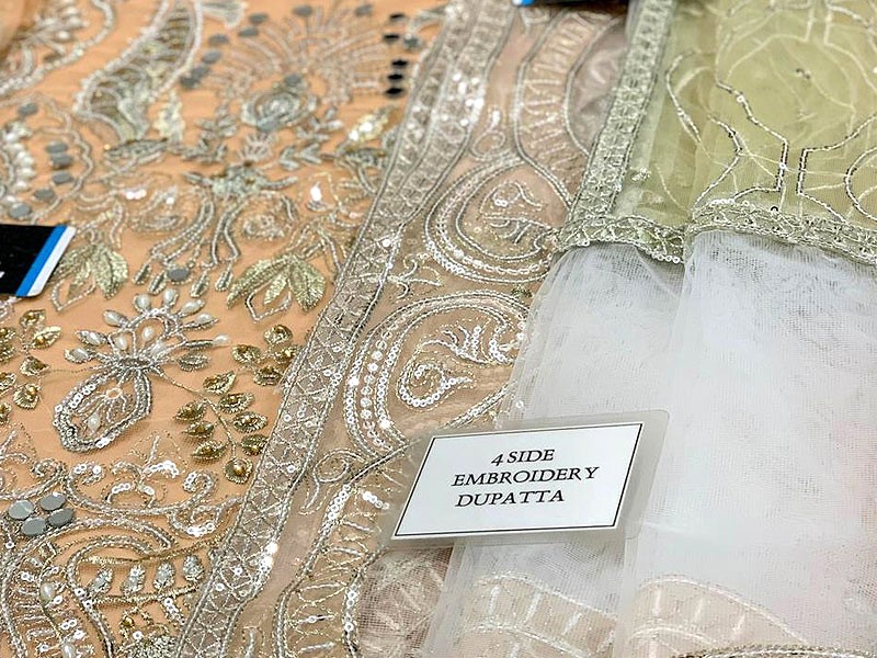 Mirror Work Heavy Embroidered Net Wedding Dress