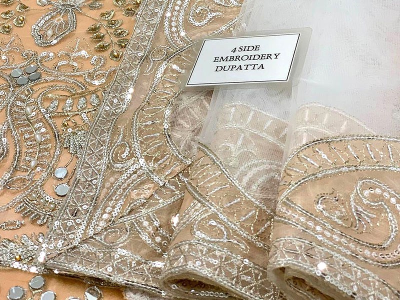 Mirror Work Heavy Embroidered Net Wedding Dress