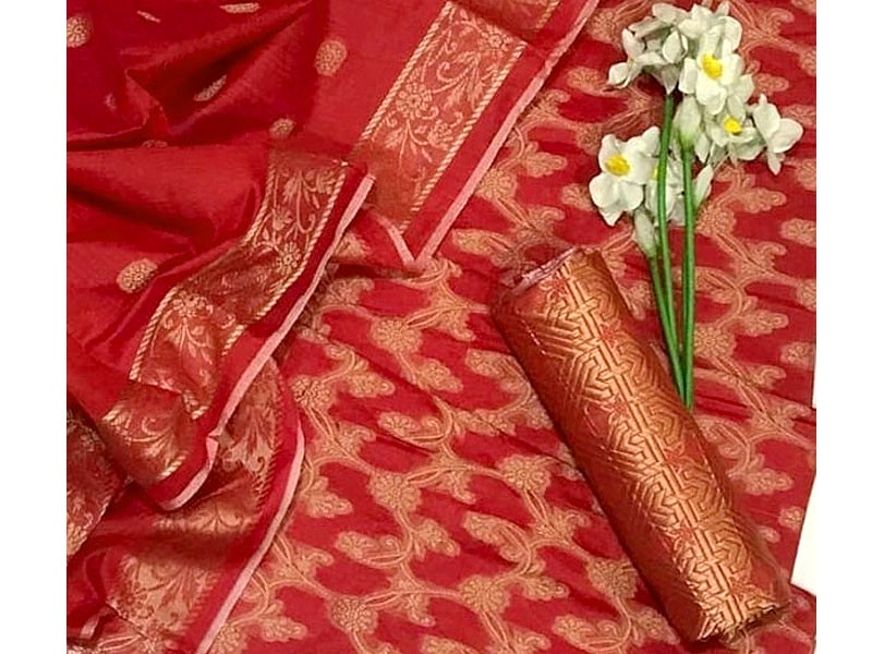 Banarsi Style Cotton Jacquard Dress with Cotton Jacquard Dupatta