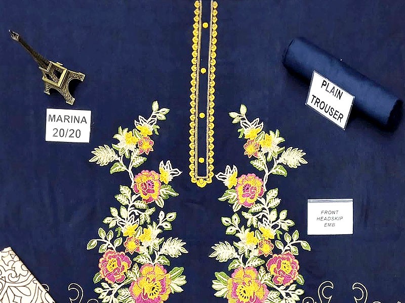 Heavy Full Front Embroidered Marina Dress with Marina Dupatta