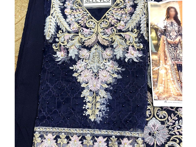 Handwork Heavy Embroidered Organza Wedding Dress with Inner