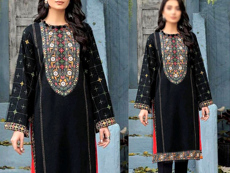 Embroidered Linen Dress 2021 with Linen Dupatta