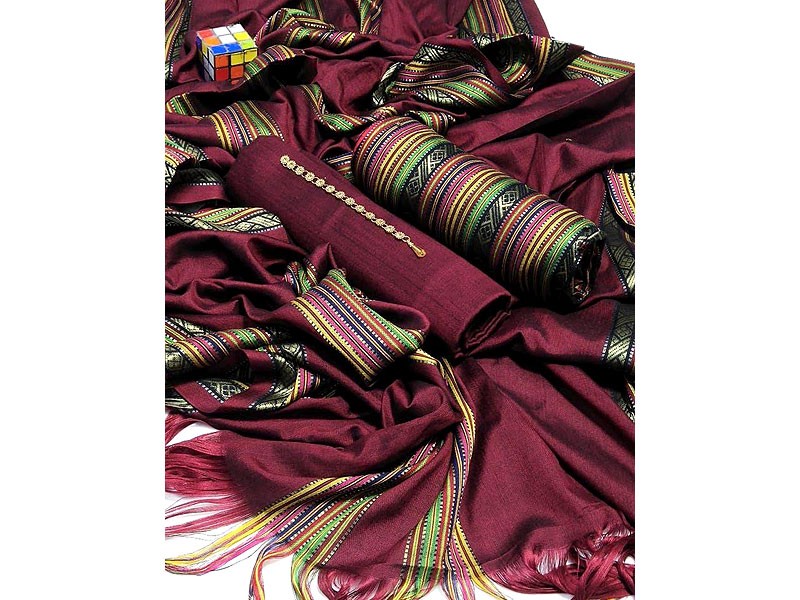 Traditional 3-Pieces Maroon Sussi Dress 2021