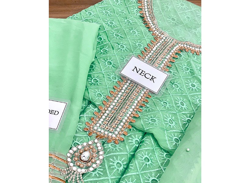 Elegant Embroidered Chiffon Party Wear Frock 2021 with Masoori Trouser