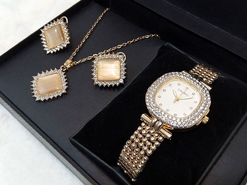 Elegant Jewellery & Luxury  Watch Gift Set with Gift Box