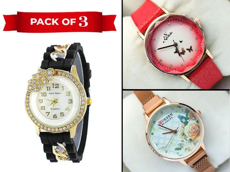 Pack of 3 Fashion Watches for Girls