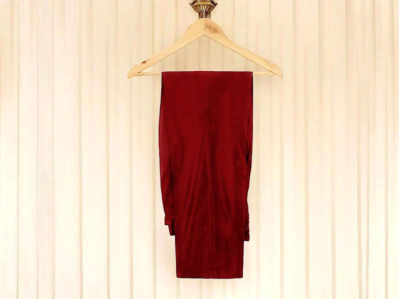 Readymade 2-Piece Embroidered Maroon Chiffon Maxi with Plain Trouser