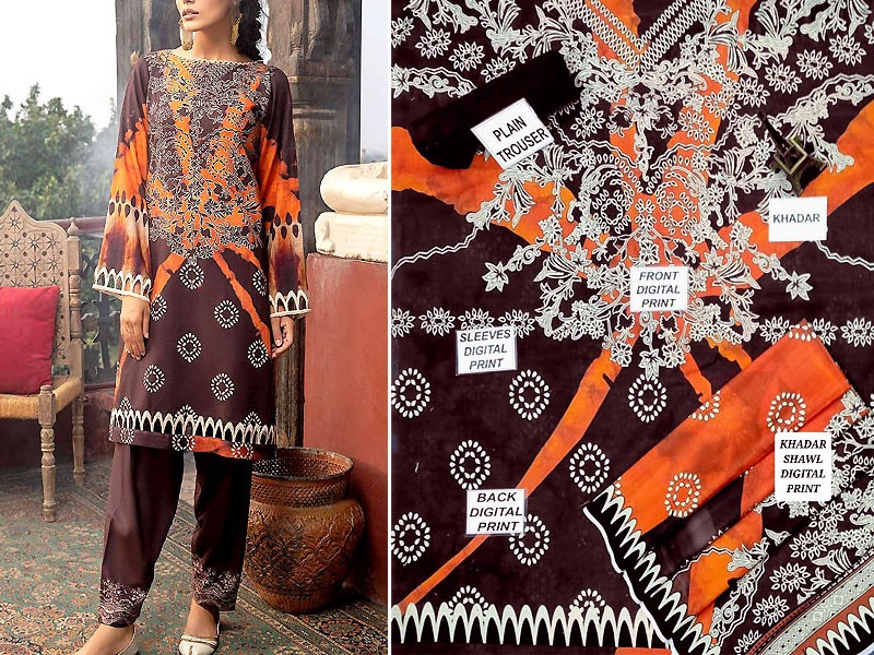 Digital Print Khaddar Suit with Khaddar Shawl Dupatta