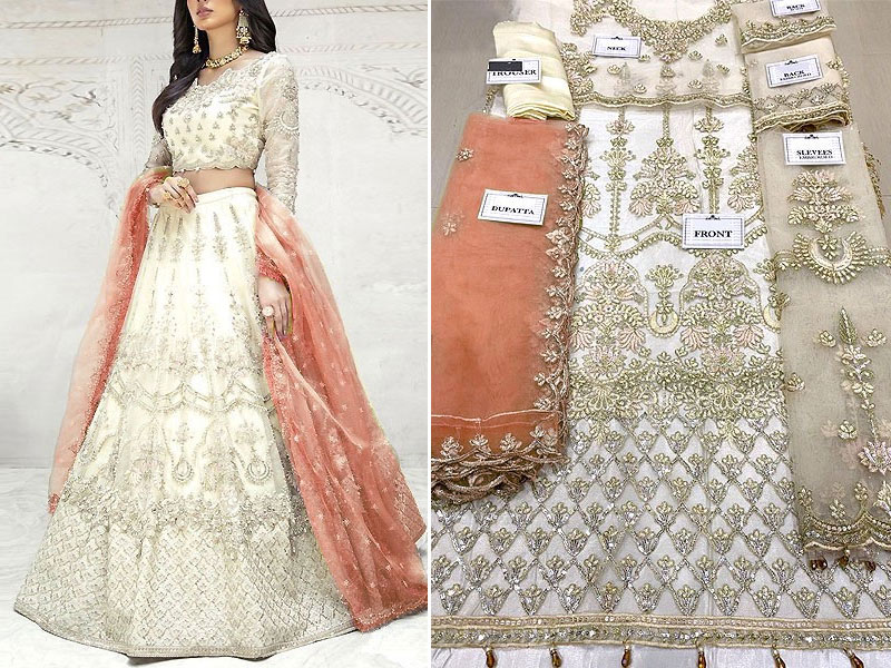 Heavy Embroidered Net Wedding Lehenga Dress 2022