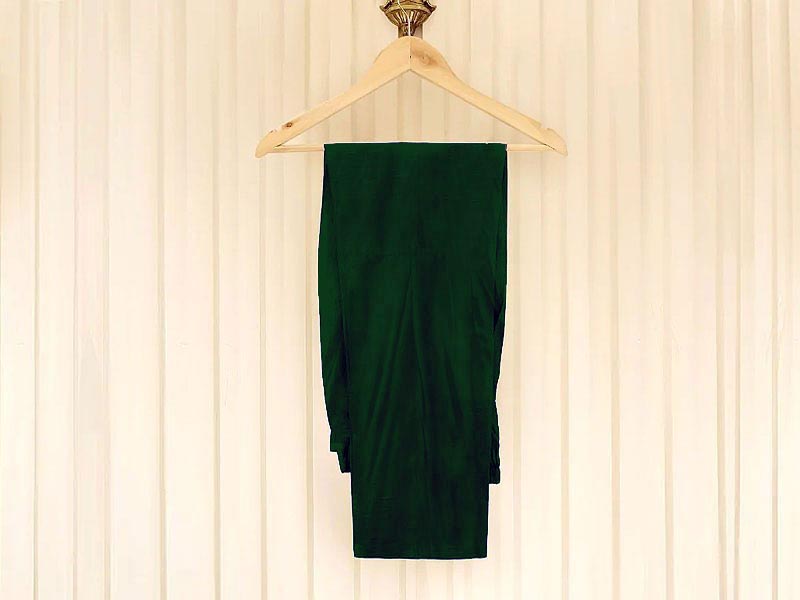 Readymade 2-Piece Embroidered Green Chiffon Maxi with Plain Trouser