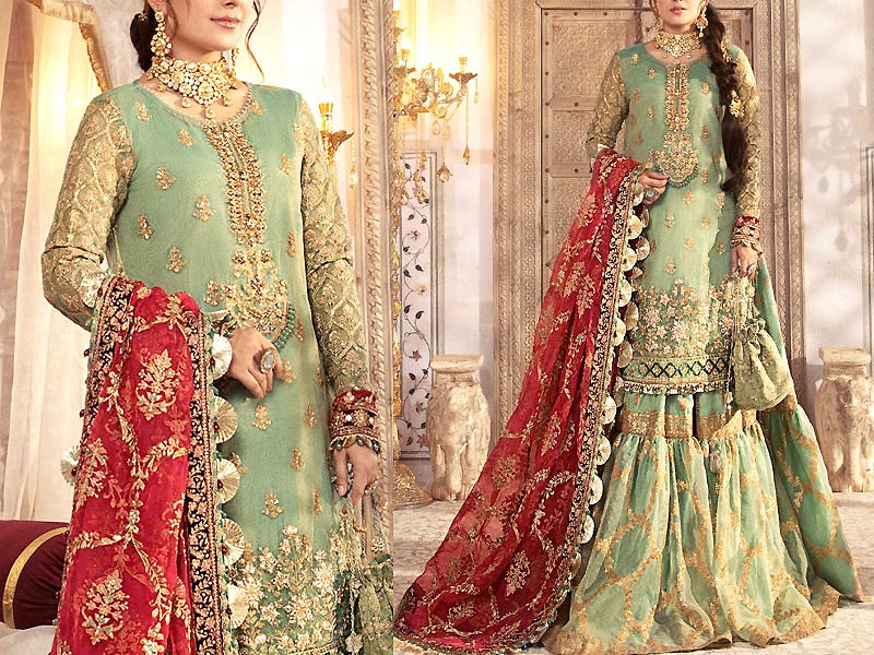 Mirror Work Embroidered Masoori Dress with Embroidered Net Dupatta Price in Pakistan