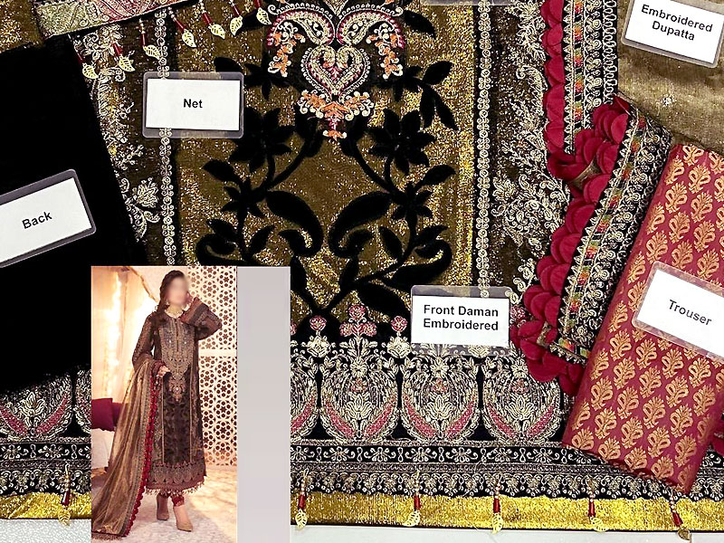 Heavy Embroidered & Handwork Net Wedding Dress with Net Dupatta