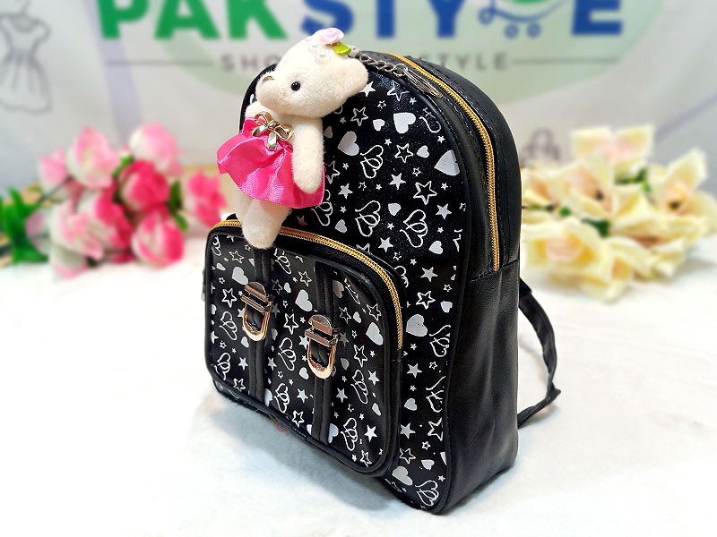 Teddy Bear Mini Backpack for Girls - Black