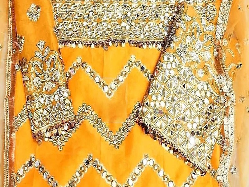 Mirror & Handwork Heavy Embroidered Masoori Bridal Lehenga Dress