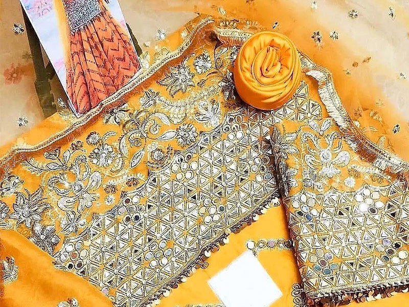 Mirror & Handwork Heavy Embroidered Masoori Bridal Lehenga Dress
