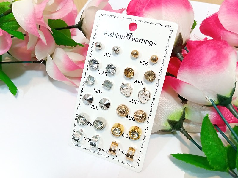 12 Pairs of Fashion Earrings for Girls