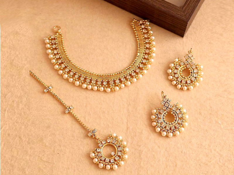 White CZ Red Gemstones Imitation Jewelry Set Price in Pakistan