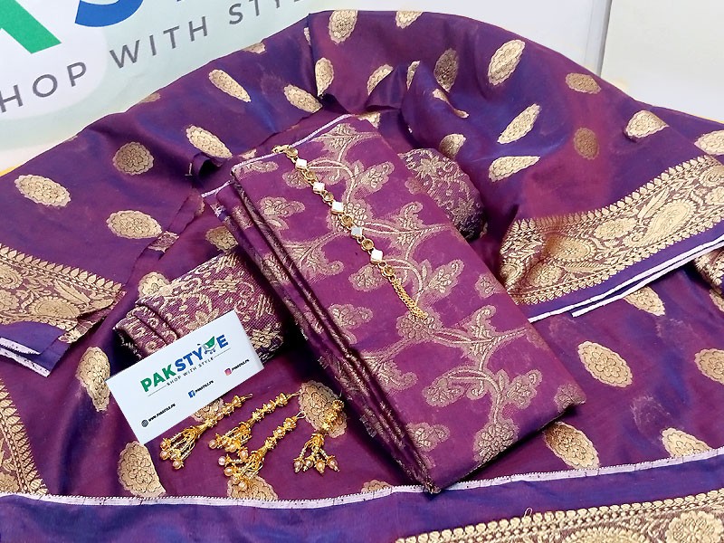 Banarsi Style Cotton Jacquard Suit with Cotton Jacquard Dupatta Price in Pakistan