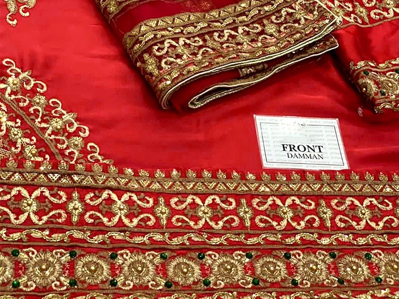 Handwork Embroidered Silk Lehenga Dress with Embroidered Net Dupatta